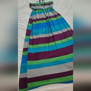 Striped Chelsey Dress Blue, Green & Purple Sz Large Stretchy